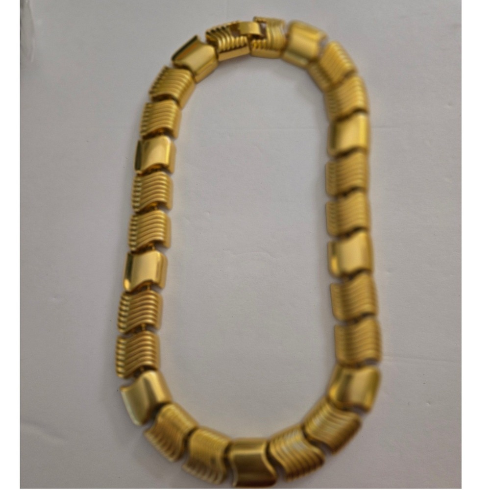 Vintage 80s/90s Chunky GoldTone Articulated S Link Statement Collar Necklace